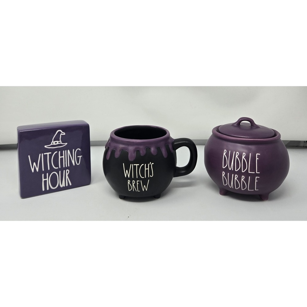 Rae Dunn Purple Witching Hour Block or Paper Weight Witch's Brew Mug‎ Calderon